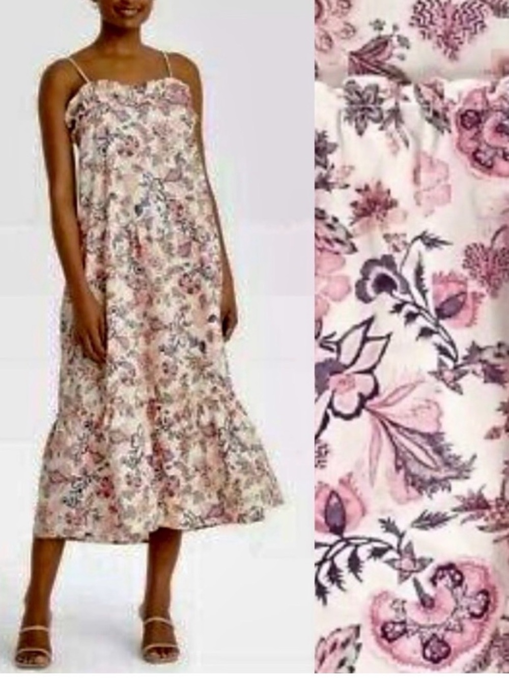 Who What Wear Tea Part Dress Floral lightweight cordon Size S Small